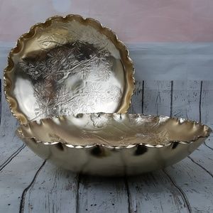 Vtg Arthur Armour Hammered Aluminum Goldtone Bowls